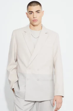 Relaxed Fit Double Breasted Colour Block Blazer | BoohooMAN UK
