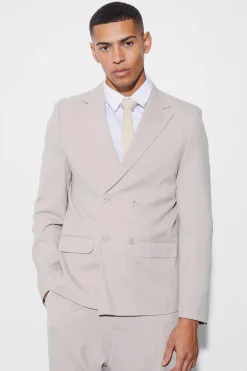 Relaxed Fit Double Breasted Pinstripe Suit | BoohooMAN UK