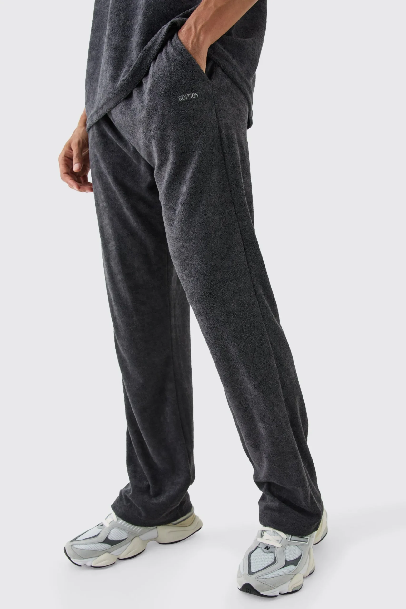 Relaxed Fit Edition Towelling Joggers | BoohooMAN UK
