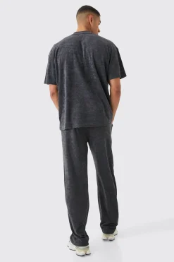 Relaxed Fit Edition Towelling Joggers | BoohooMAN UK