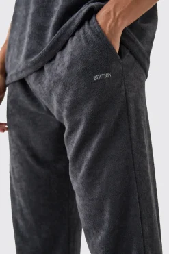 Relaxed Fit Edition Towelling Joggers | BoohooMAN UK