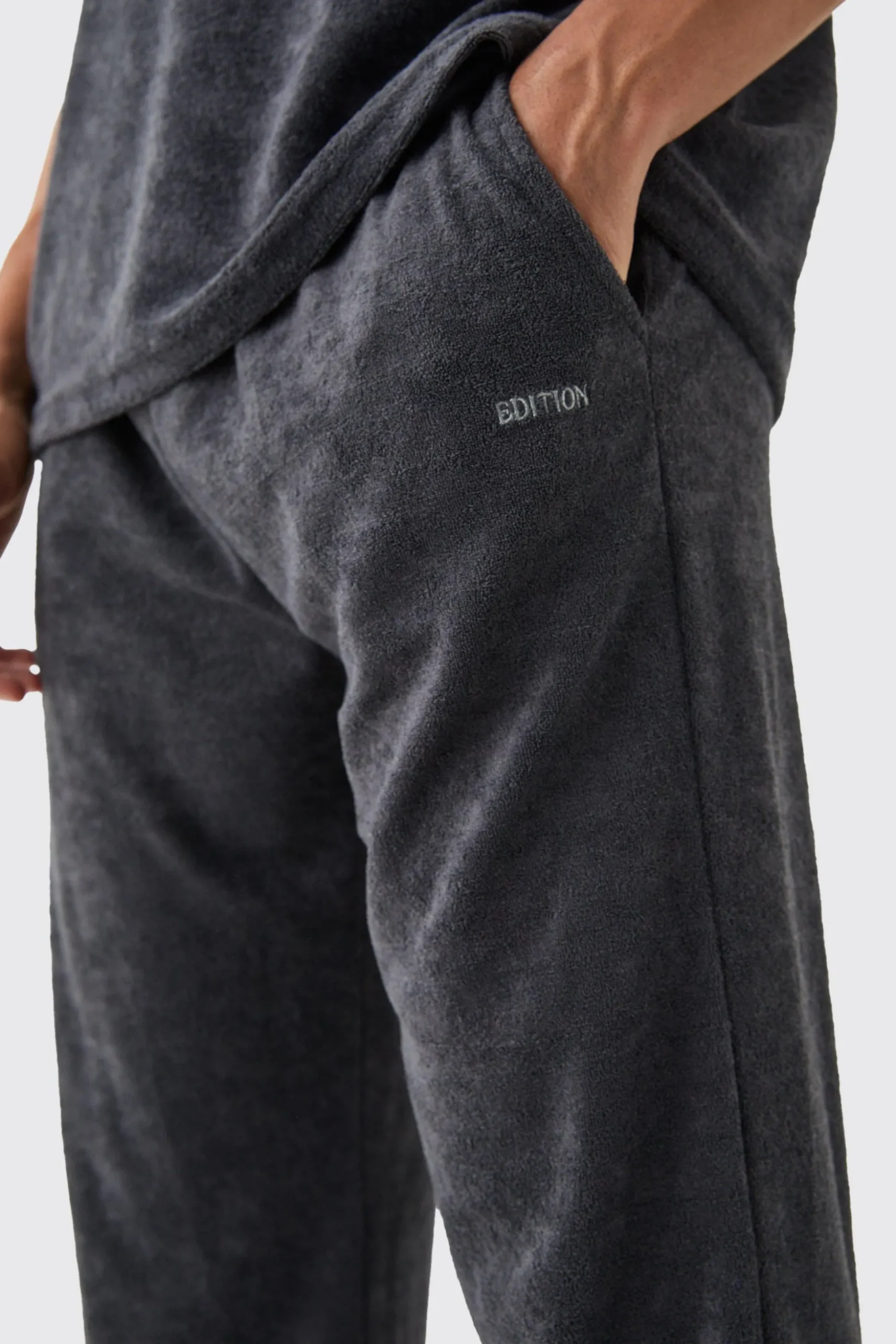 Relaxed Fit Edition Towelling Joggers | BoohooMAN UK