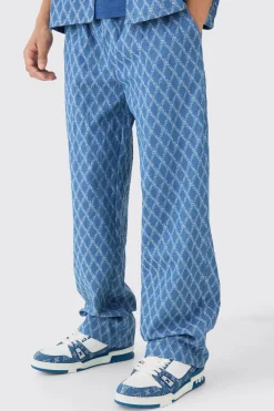 Relaxed Fit Elastic Waist Fabric Interest Jeans | BoohooMAN UK