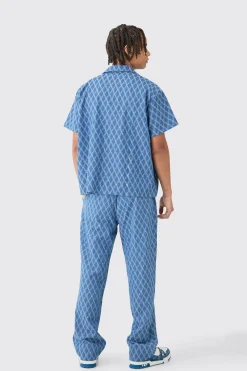 Relaxed Fit Elastic Waist Fabric Interest Jeans | BoohooMAN UK