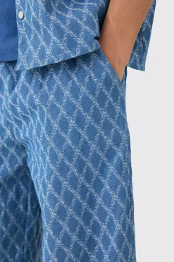 Relaxed Fit Elastic Waist Fabric Interest Jeans | BoohooMAN UK