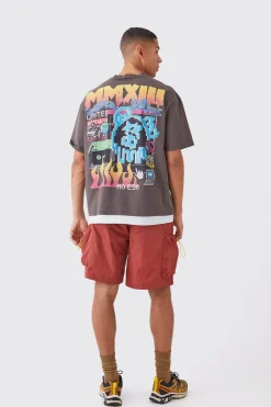 Relaxed Fit Elasticated Waist Nylon Cargo Shorts | BoohooMAN UK