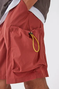 Relaxed Fit Elasticated Waist Nylon Cargo Shorts | BoohooMAN UK