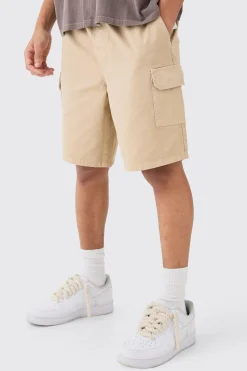 Relaxed Fit Elasticated Waist Cargo Shorts | BoohooMAN UK