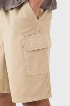 Relaxed Fit Elasticated Waist Cargo Shorts | BoohooMAN UK
