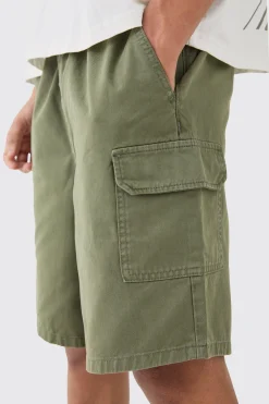 Relaxed Fit Elasticated Waist Cargo Shorts | BoohooMAN UK