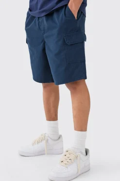 Relaxed Fit Elasticated Waist Cargo Shorts | BoohooMAN UK