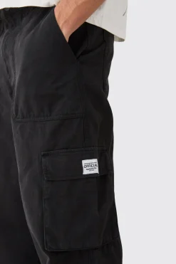 Relaxed Fit Fixed Waist Woven Tab Cargo Trousers | BoohooMAN UK