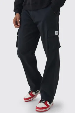 Relaxed Fit Fixed Waist Woven Tab Cargo Trousers | BoohooMAN UK