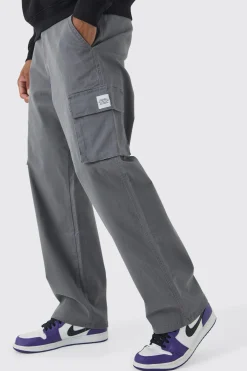 Relaxed Fit Fixed Waist Woven Tab Cargo Trousers | BoohooMAN UK