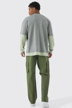 Relaxed Fit Fixed Waist Woven Tab Cargo Trousers | BoohooMAN UK