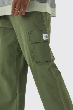 Relaxed Fit Fixed Waist Woven Tab Cargo Trousers | BoohooMAN UK