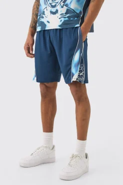 Relaxed FIt Floral Printed Football Short | BoohooMAN UK