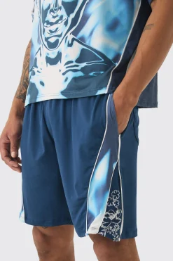 Relaxed FIt Floral Printed Football Short | BoohooMAN UK