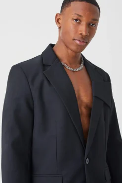 Relaxed Fit Front Panel Blazer | BoohooMAN UK