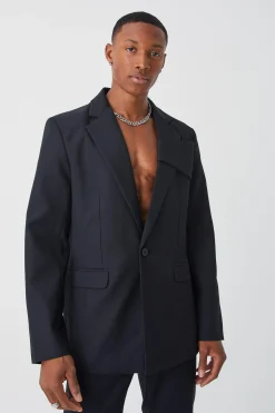 Relaxed Fit Front Panel Suit | BoohooMAN UK