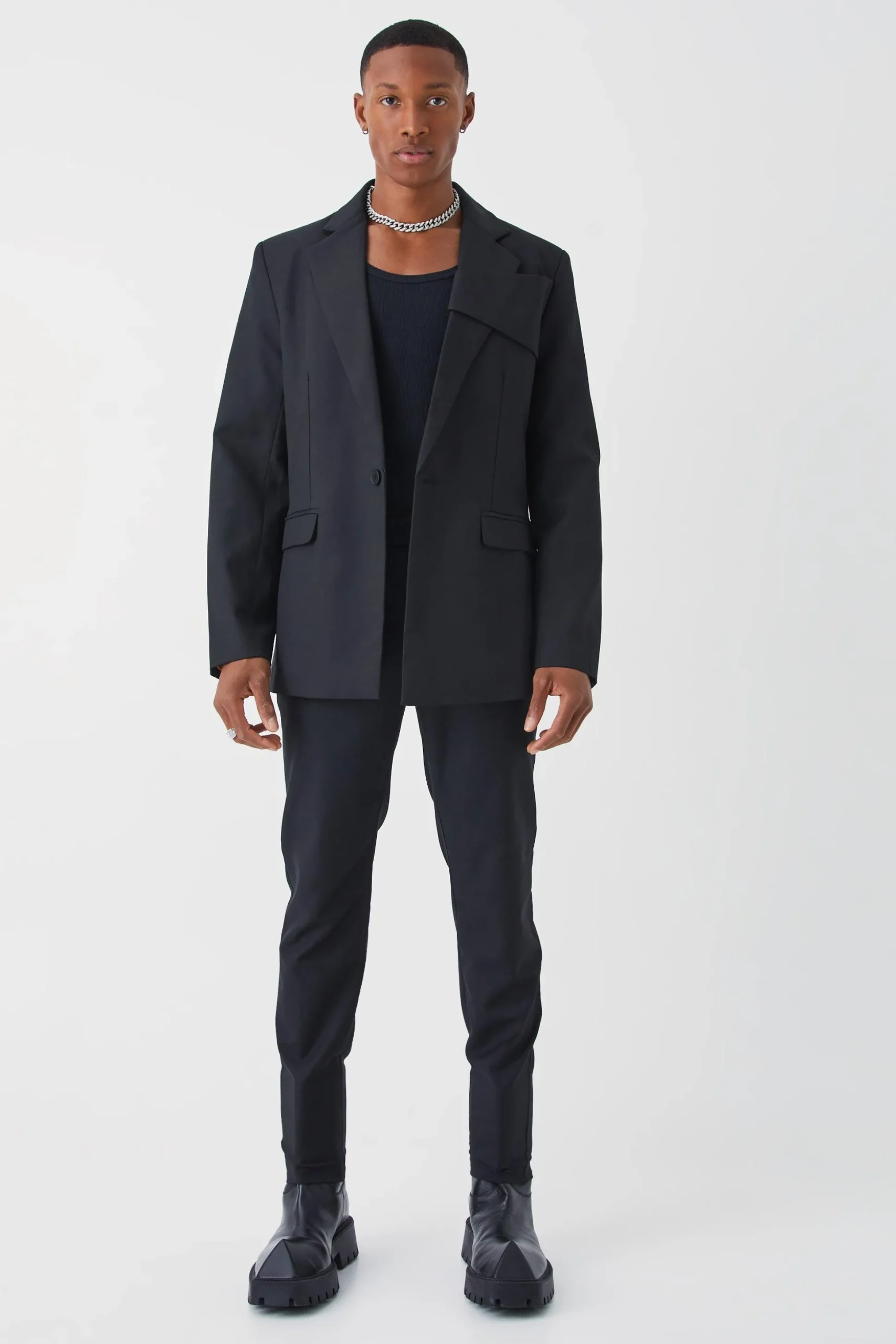 Relaxed Fit Front Panel Suit | BoohooMAN UK