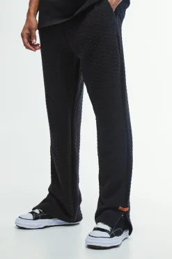 Relaxed Fit Herringbone Split Hem Woven Tab Jogger | BoohooMAN UK