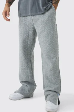 Relaxed Fit Herringbone Split Hem Woven Tab Jogger | BoohooMAN UK