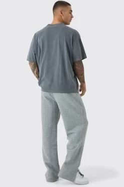 Relaxed Fit Herringbone Split Hem Woven Tab Jogger | BoohooMAN UK