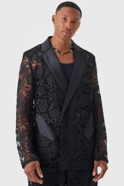 Relaxed Fit Lace Suit | BoohooMAN UK
