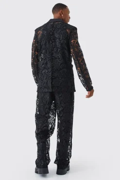 Relaxed Fit Lace Suit | BoohooMAN UK
