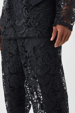 Relaxed Fit Lace Suit Trouser | BoohooMAN UK