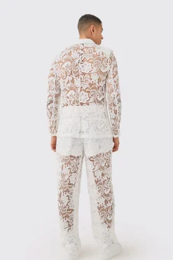 Relaxed Fit Lace Suit Trouser | BoohooMAN UK