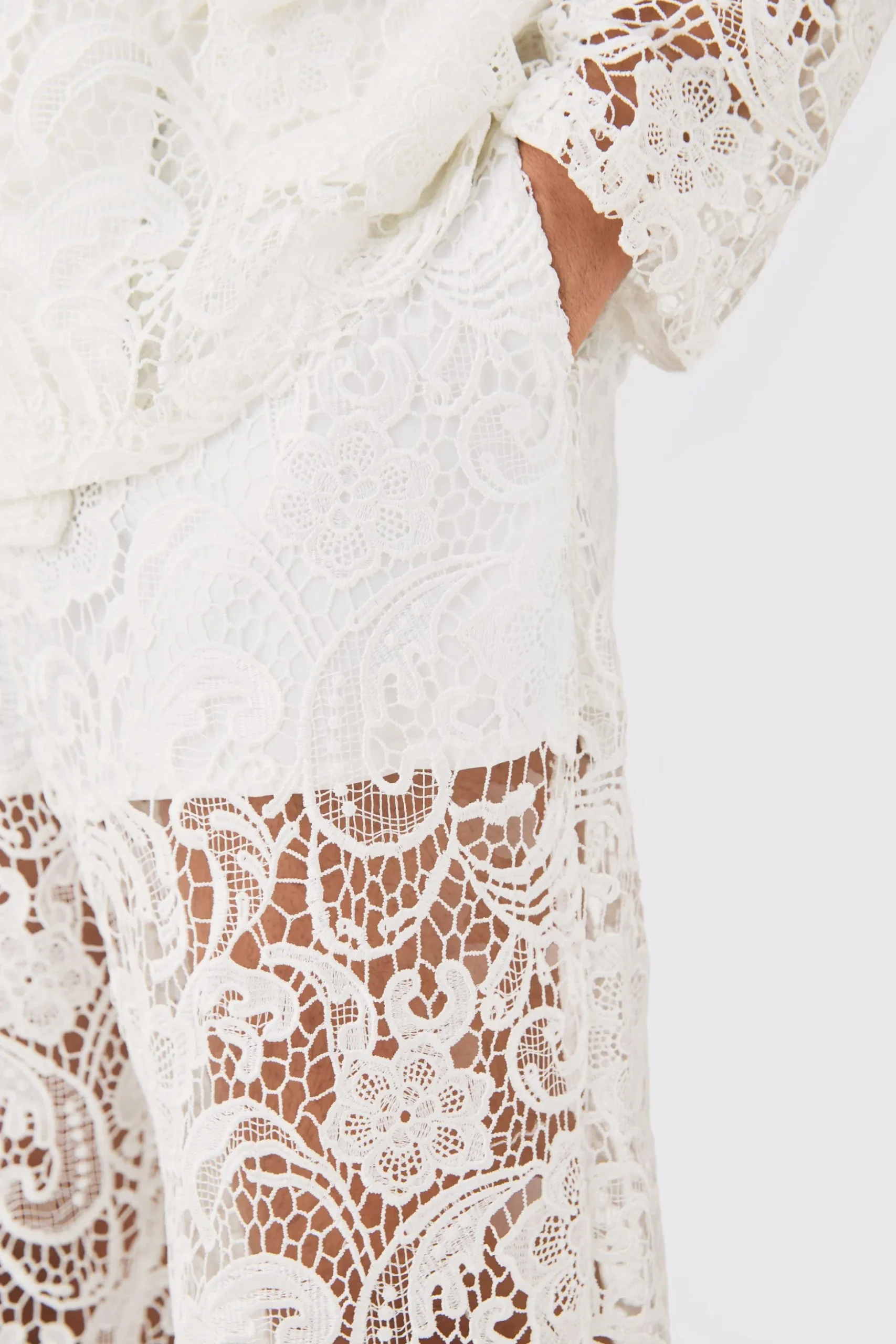 Relaxed Fit Lace Suit Trouser | BoohooMAN UK