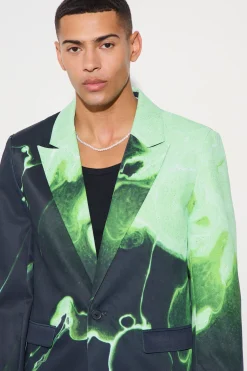 Relaxed Fit Marble Print Blazer | BoohooMAN UK