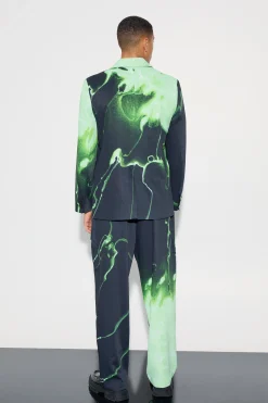 Relaxed Fit Marble Print Suit | BoohooMAN UK