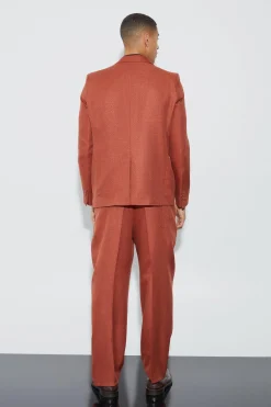 Relaxed Fit Marl Texture Suit Trousers | BoohooMAN UK