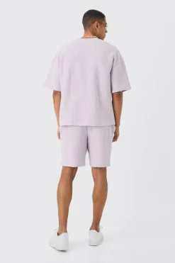 Relaxed Fit Mid Length Heavy Boucle Short | BoohooMAN UK