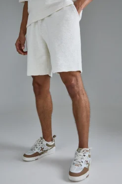 Relaxed Fit Mid Length Heavy Boucle Short | BoohooMAN UK