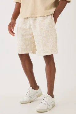 Relaxed Fit Mid Length Jacquard Short | BoohooMAN UK