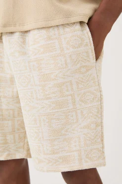 Relaxed Fit Mid Length Jacquard Short | BoohooMAN UK