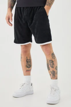 Relaxed Fit Mid Length Layered Towelling Shorts | BoohooMAN UK