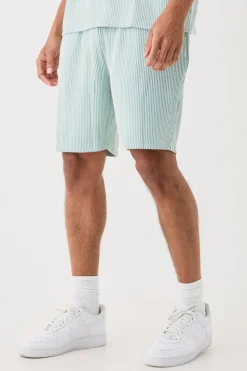 Relaxed Fit Mid Length Stripe Texture Shorts | BoohooMAN UK