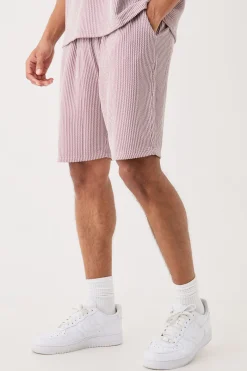 Relaxed Fit Mid Length Stripe Texture Shorts | BoohooMAN UK