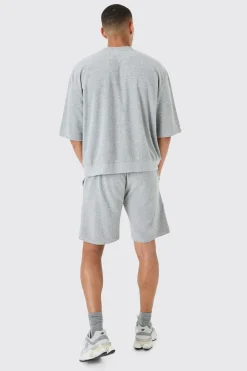 Relaxed Fit Mid Towelling Shorts | BoohooMAN UK