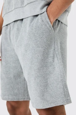 Relaxed Fit Mid Towelling Shorts | BoohooMAN UK