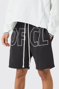 Relaxed Fit Ofcl Applique Short | BoohooMAN UK