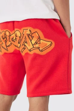 Relaxed Fit Official Graffiti Spray Short | BoohooMAN UK