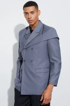 Relaxed Fit Overlay Panel Detail Blazer | BoohooMAN UK