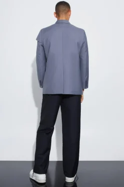 Relaxed Fit Overlay Panel Detail Blazer | BoohooMAN UK