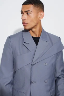 Relaxed Fit Overlay Panel Detail Blazer | BoohooMAN UK